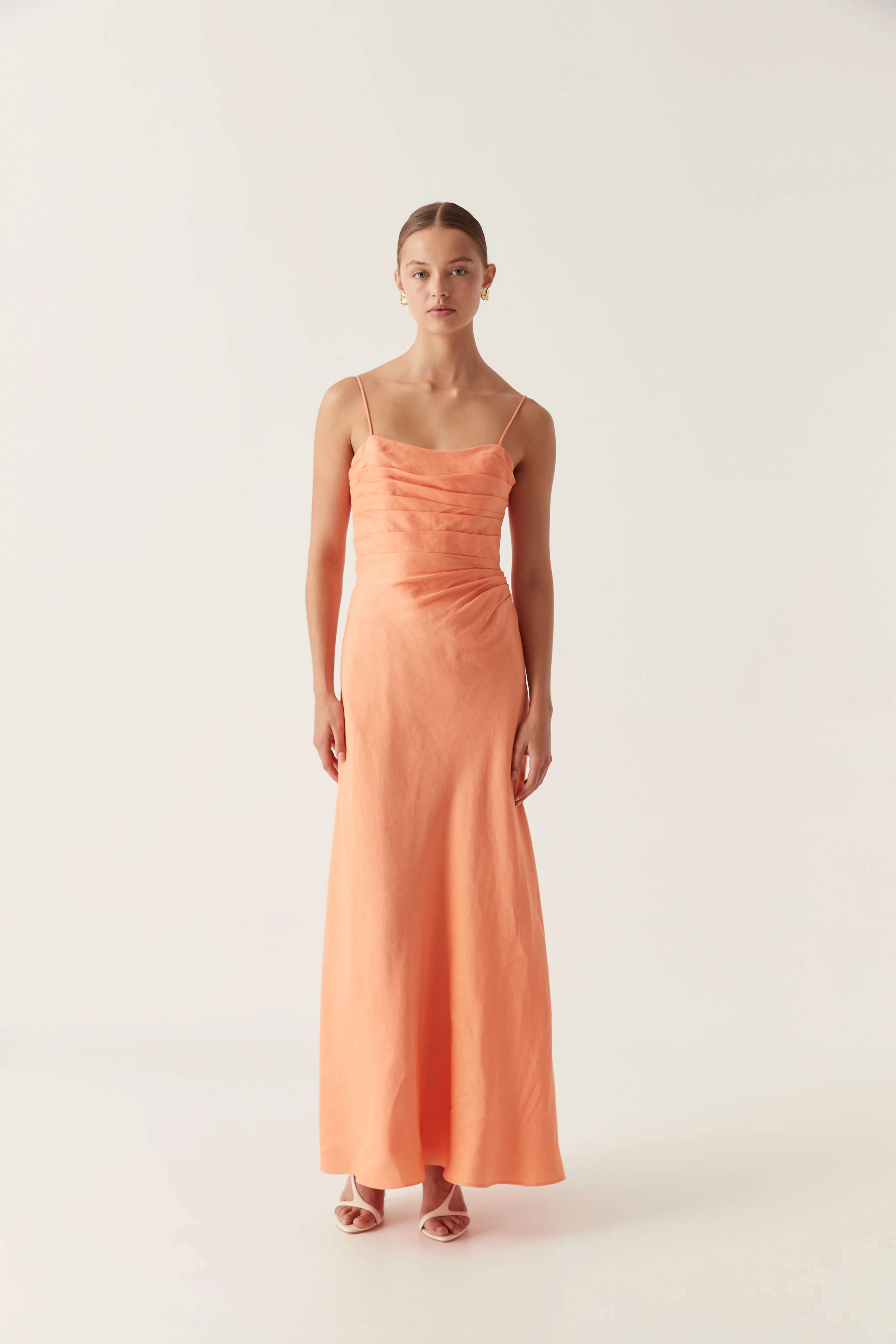 Aje Clarice Draped Maxi Dress Orange Size 10 & 12