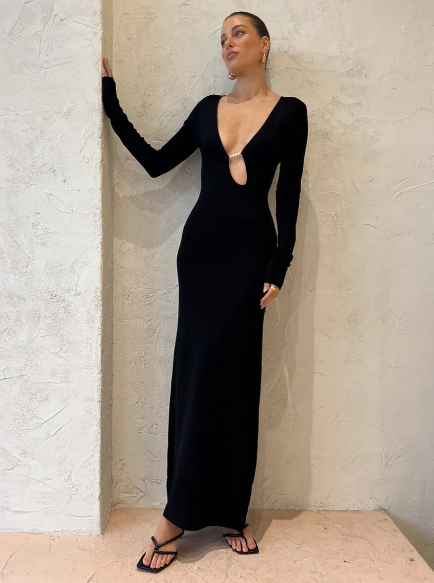 sir the label kinetic beaded maxi dress Long Sleeve Black Size 0 & 1 /clothing/dresses Color:Obsidian black Cosiani Women’s Blue Wool