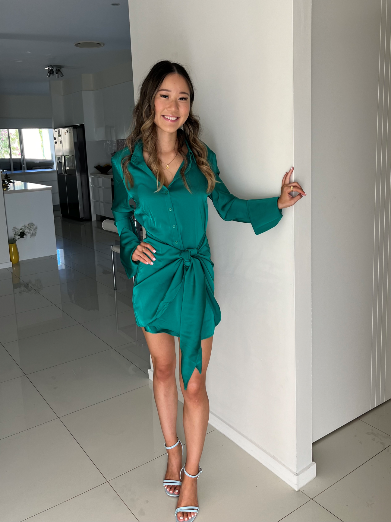 green emerald velvet dress Serafia Dress Green main image 0