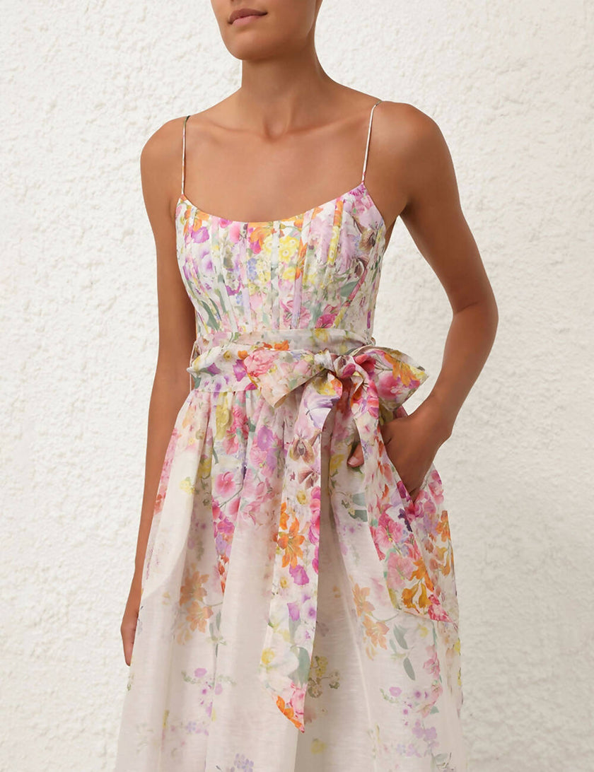 Zimmermann Natura Corset Midi Dress Kaleidoscope Garden Size 2
