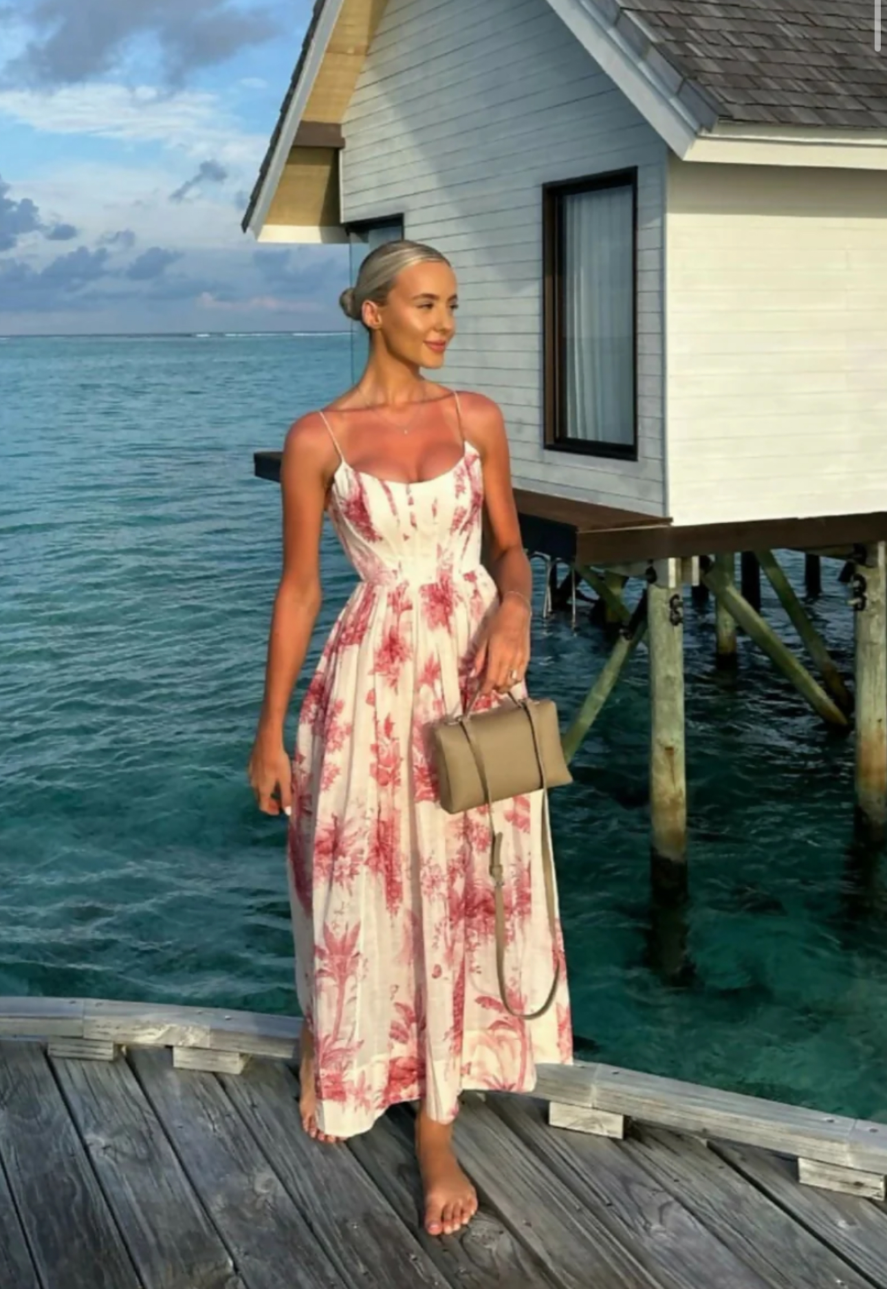 Zimmermann Waverly Corset Midi Dress Pink Palm Size 2