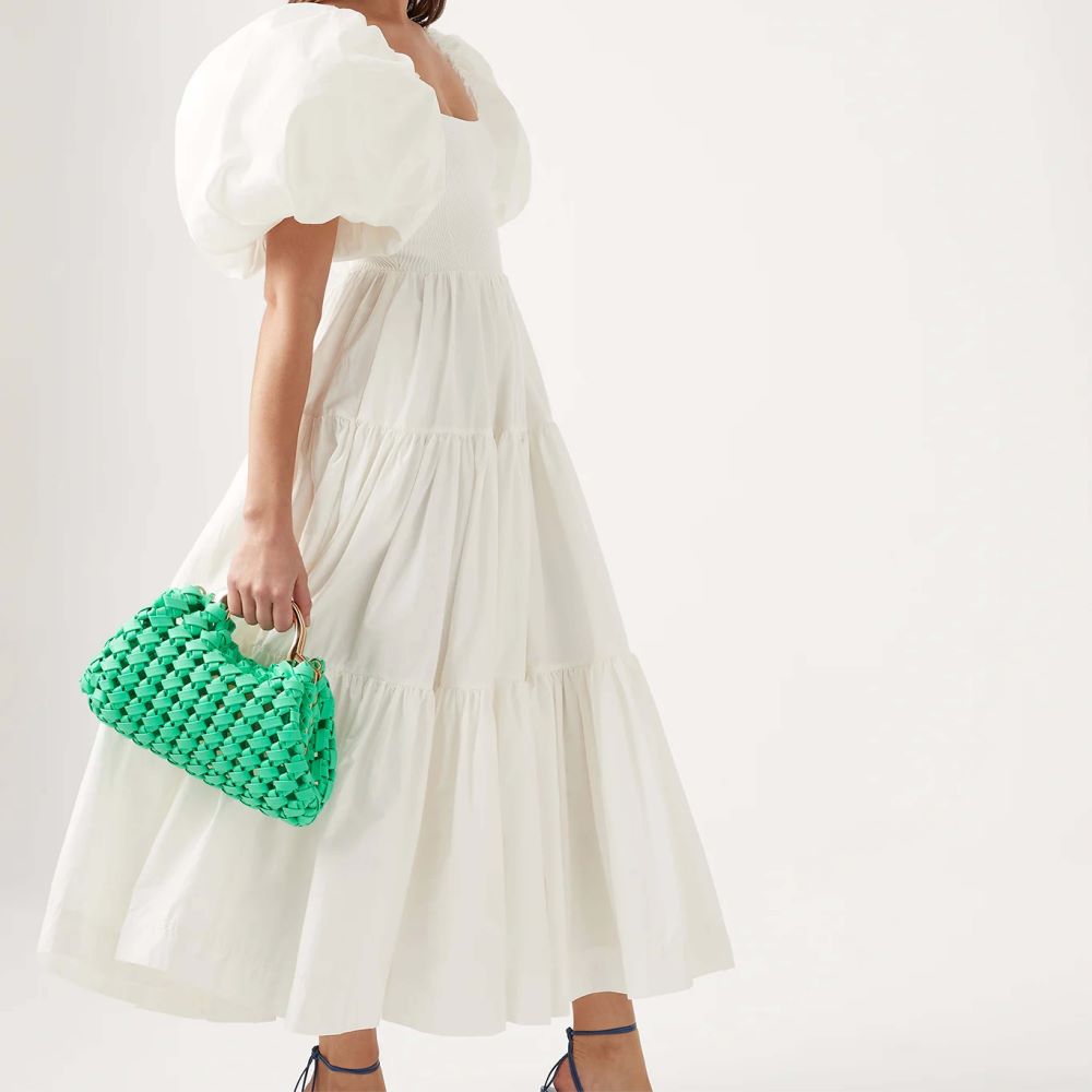 Aje Casa Puff Sleeve Midi Dress White Size 16