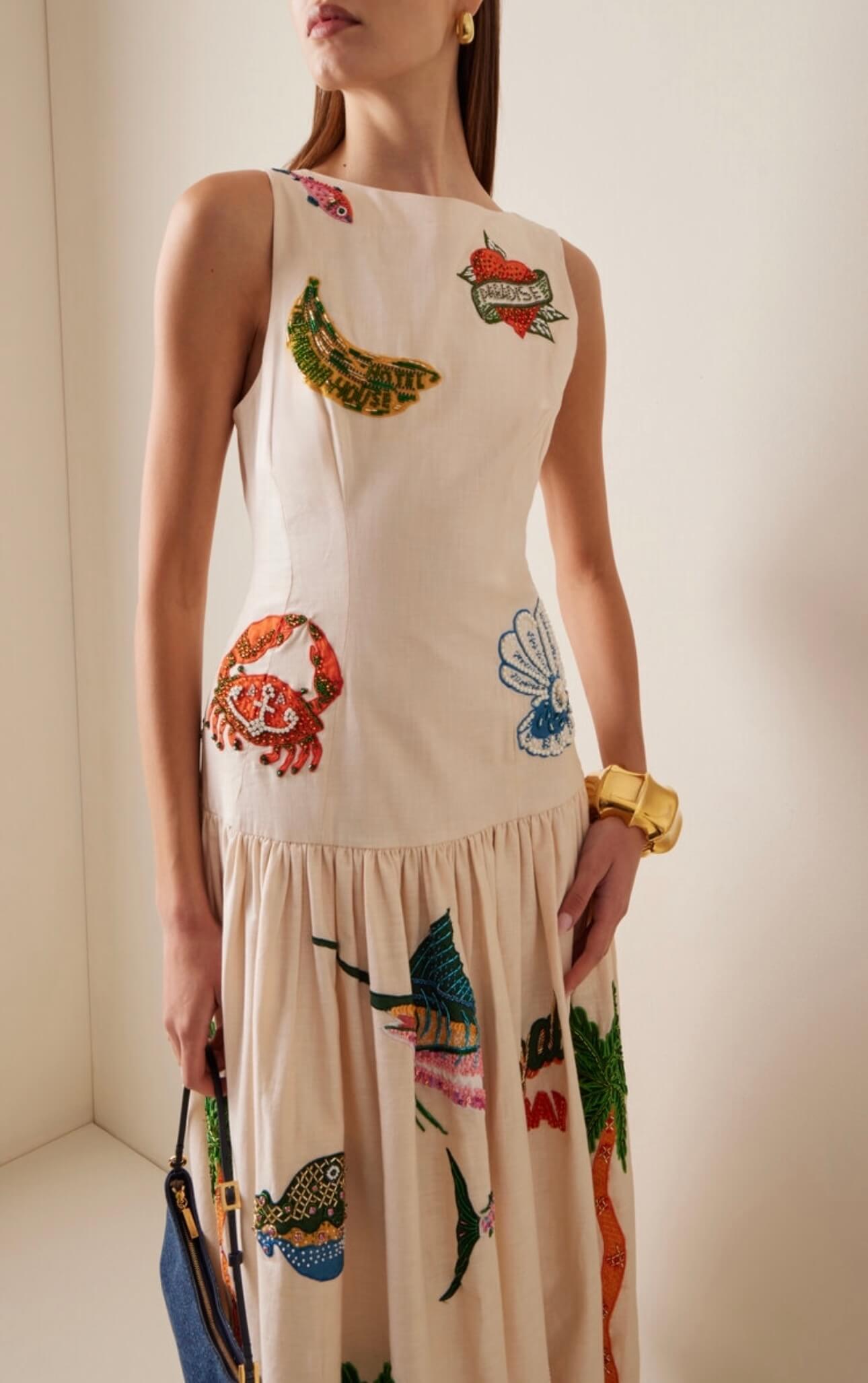alemais clam shell embroidered dress Alemais Women's Clam Embroidered Gown