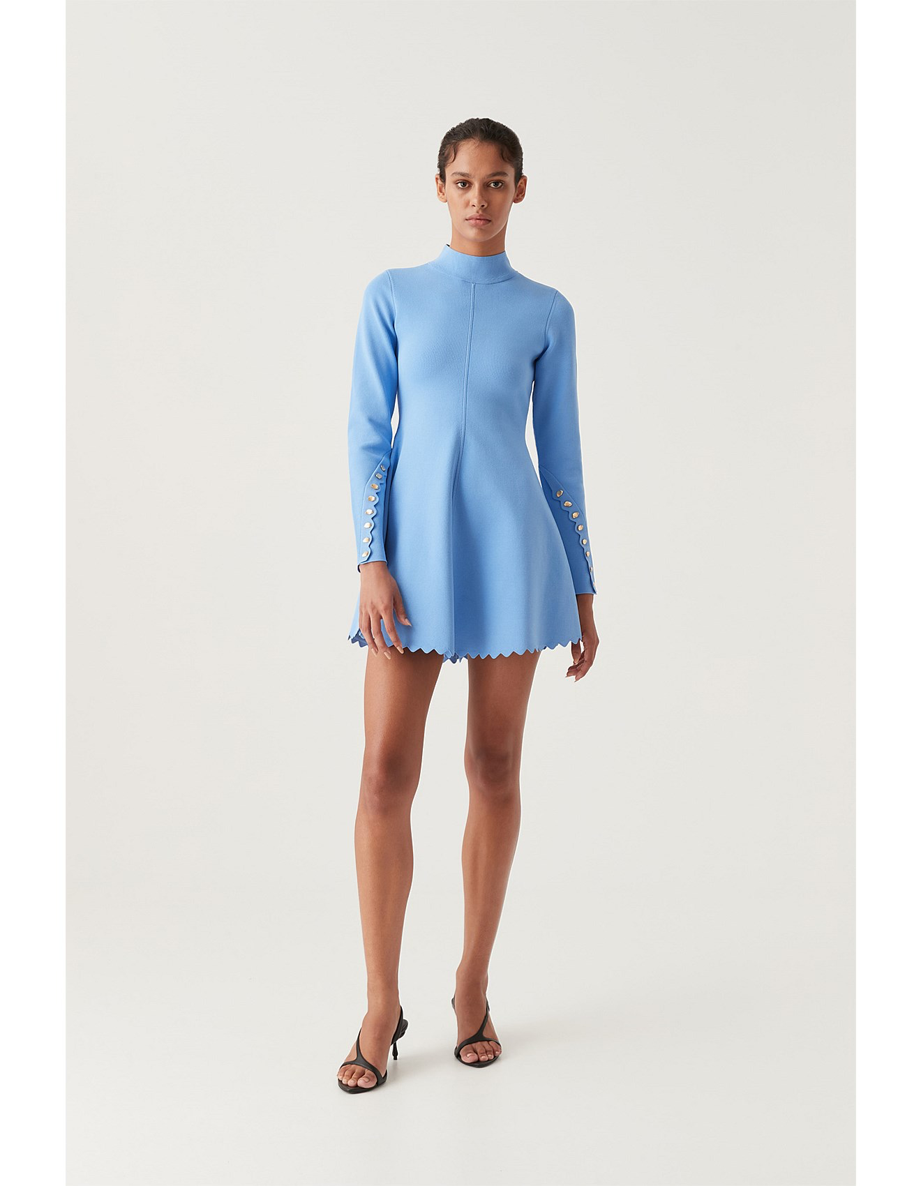 Aje Harmony Knit Mini Dress Mist Blue Size 8