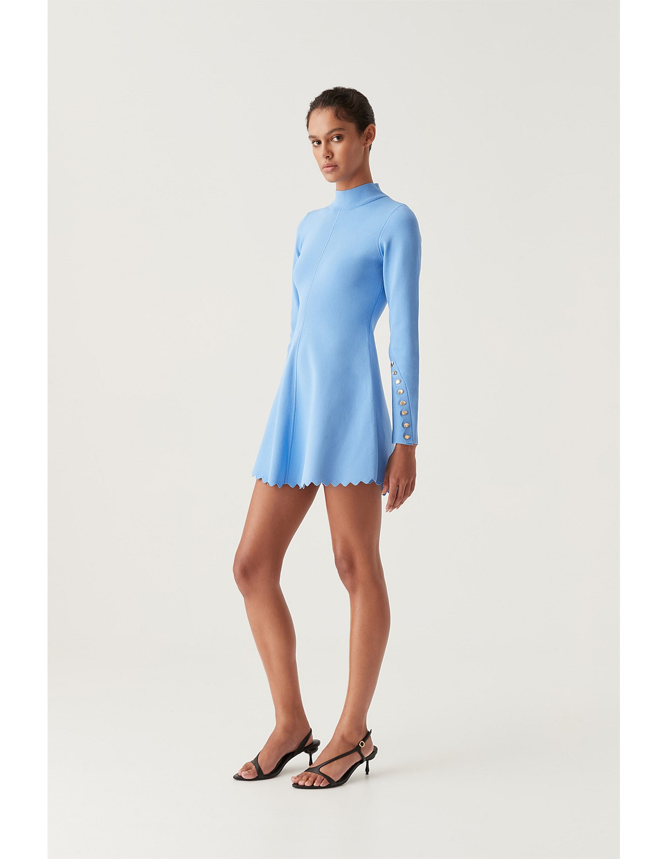 Aje Harmony Knit Mini Dress Mist Blue Size 8