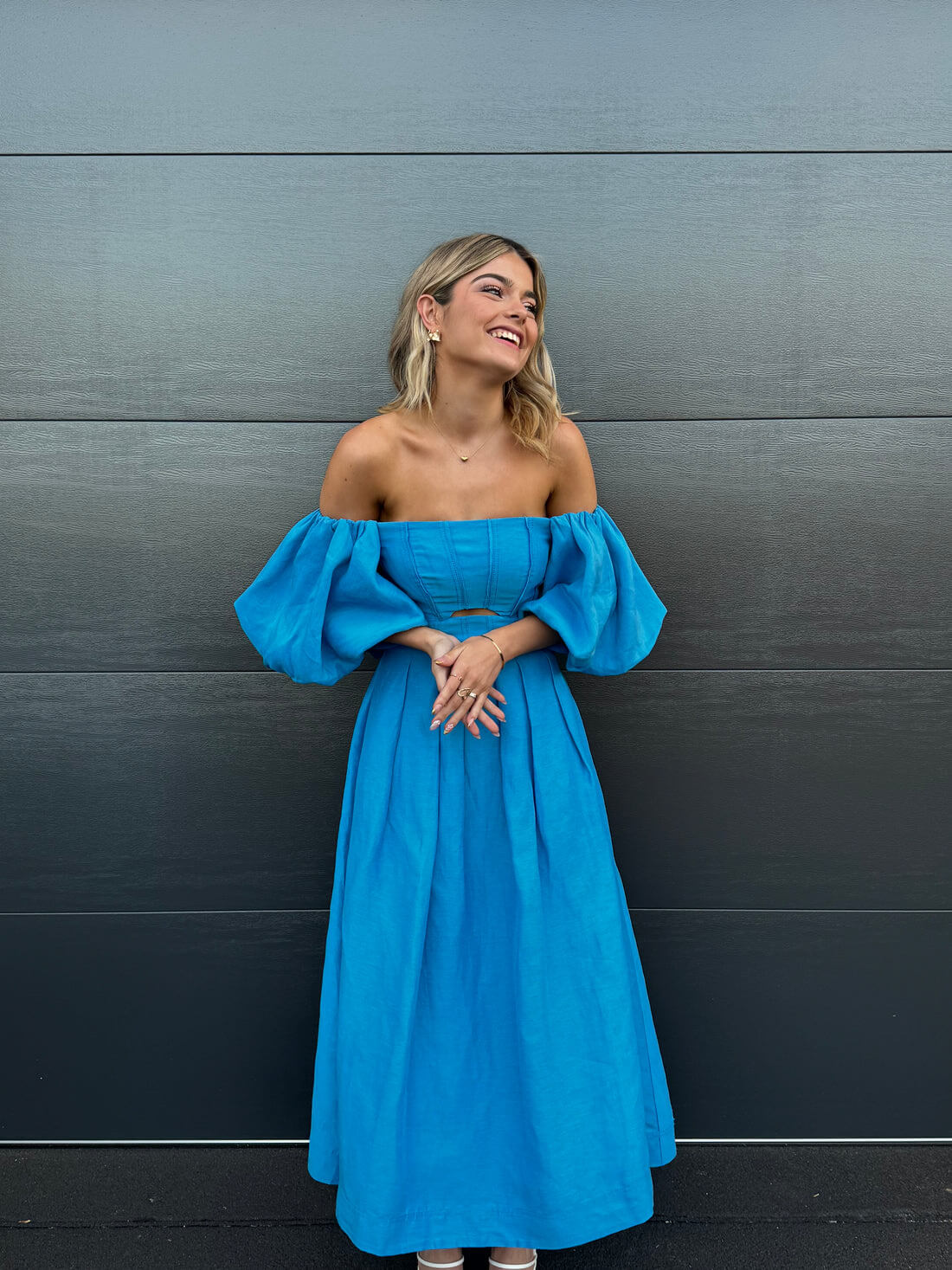 Aje Eugenie Midi Dress Blue Size 6