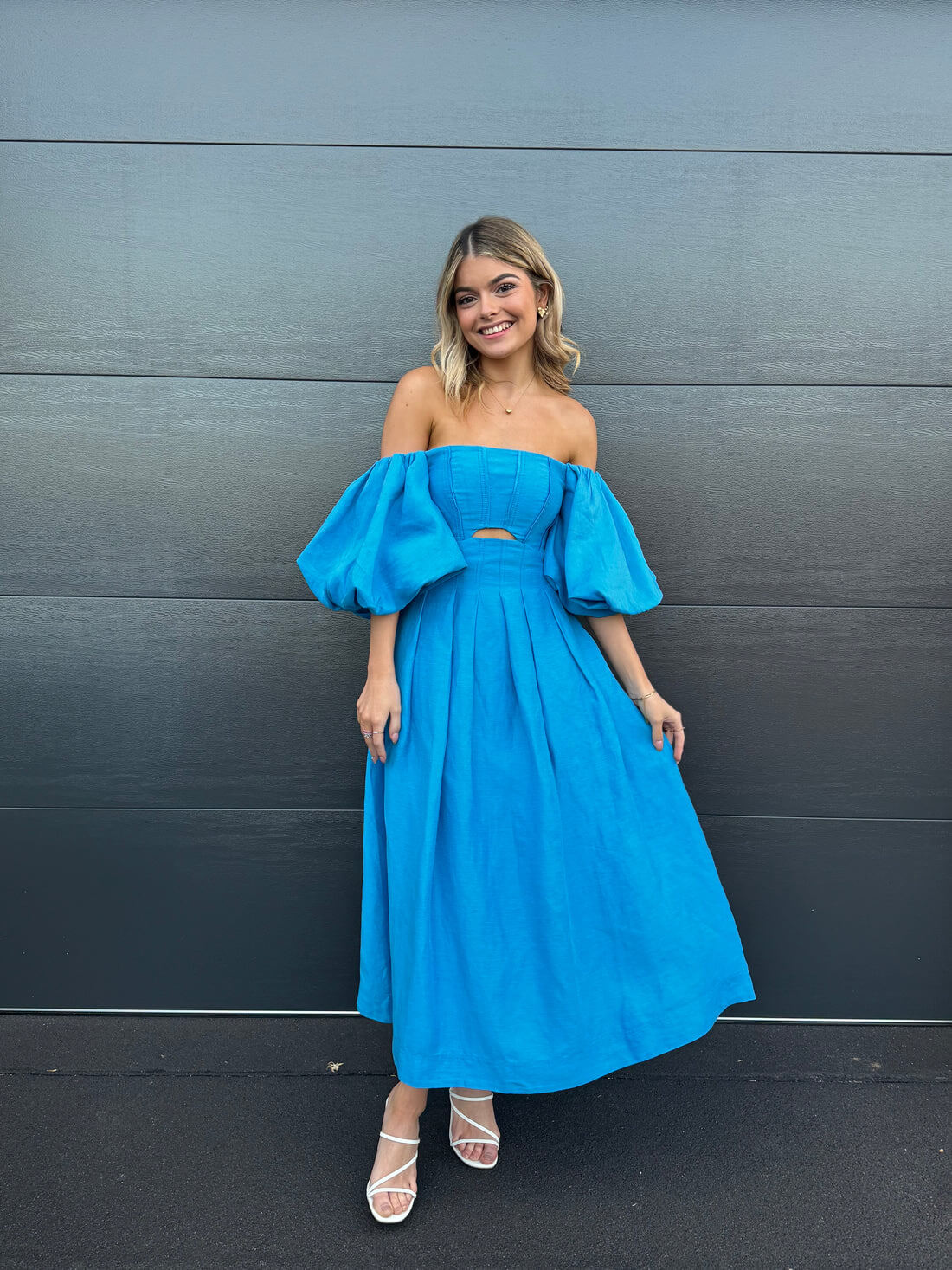 Aje Eugenie Midi Dress Blue Size 6