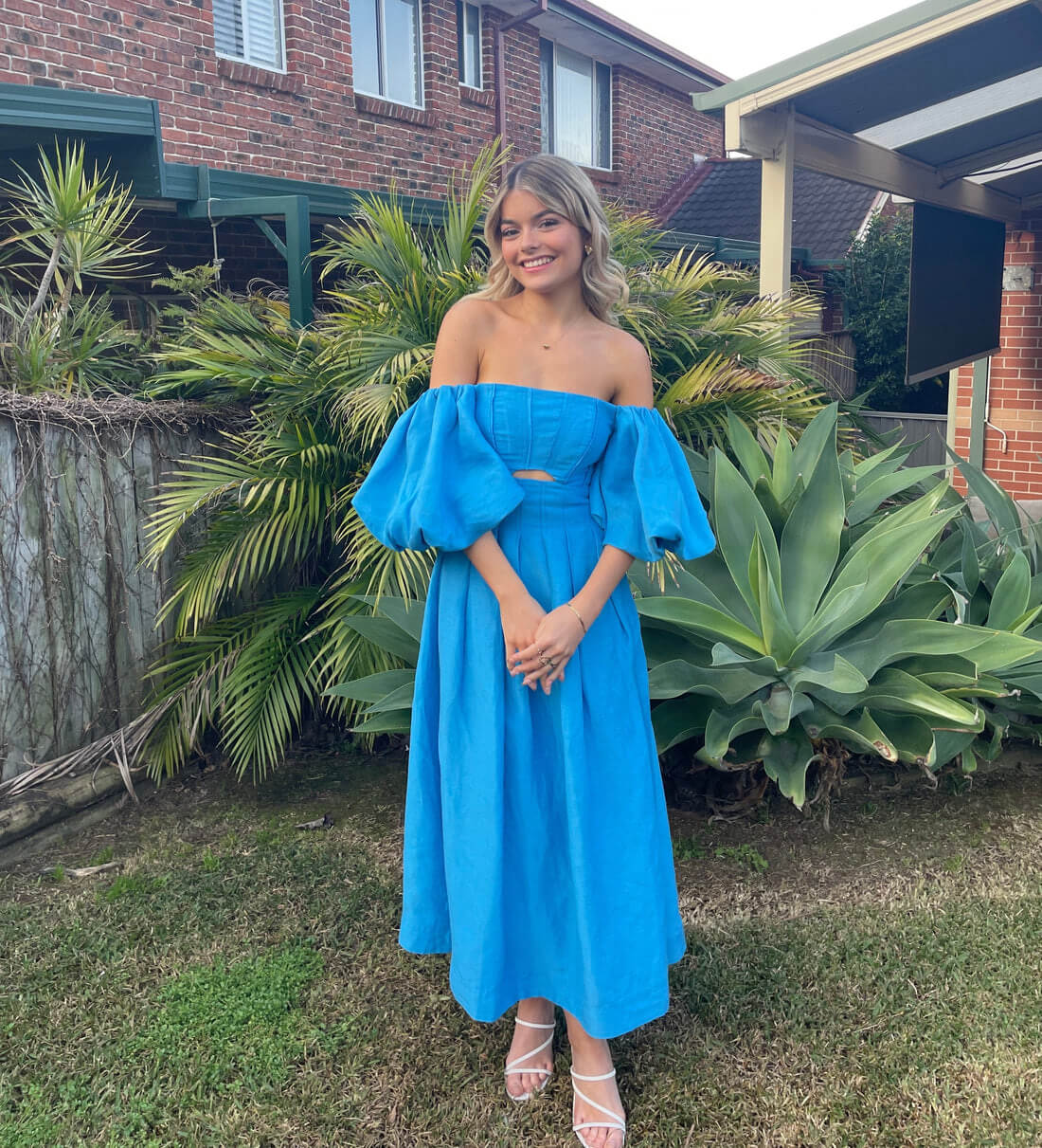 Aje Eugenie Midi Dress Blue Size 6