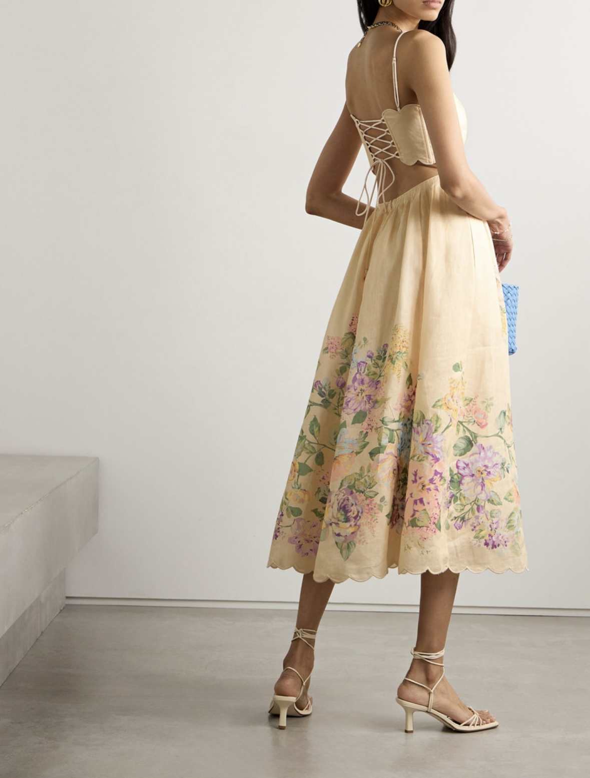 halliday scallop midi dress in cream watercolour floral zimmermann Zimmermann - Halliday Scallop Midi Dress