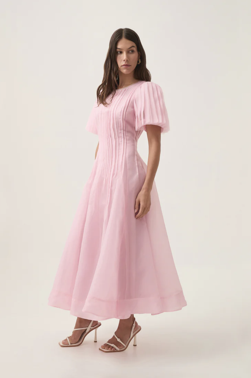 strapless open back dress Clodagh Pleat Detailed Midi Dress Pink main image 0