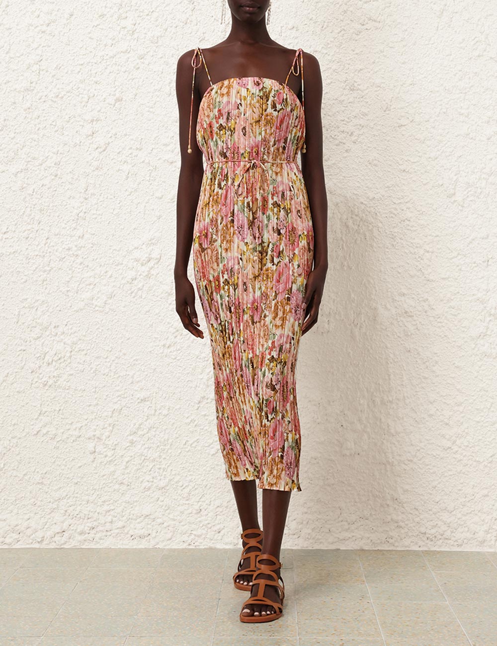 slim fit dress slacks Awaken Metallic Gold Ruffled Knit Midi Dress