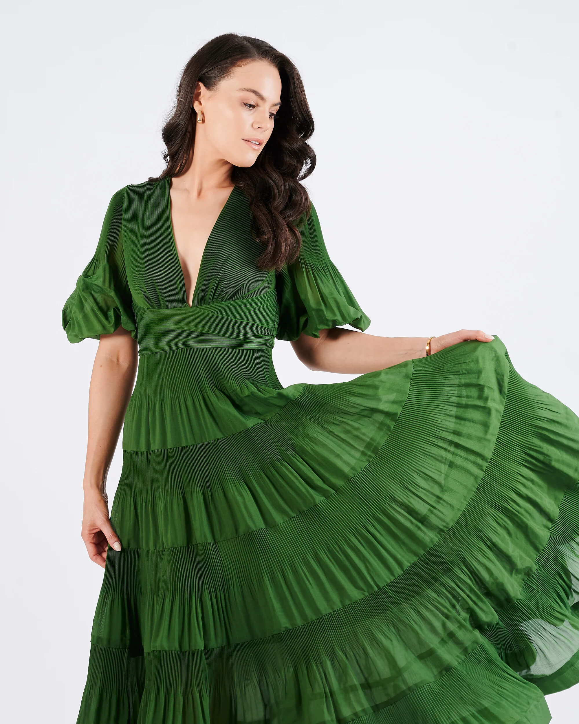 Zimmermann Pleated Midi Dress Green Size 1