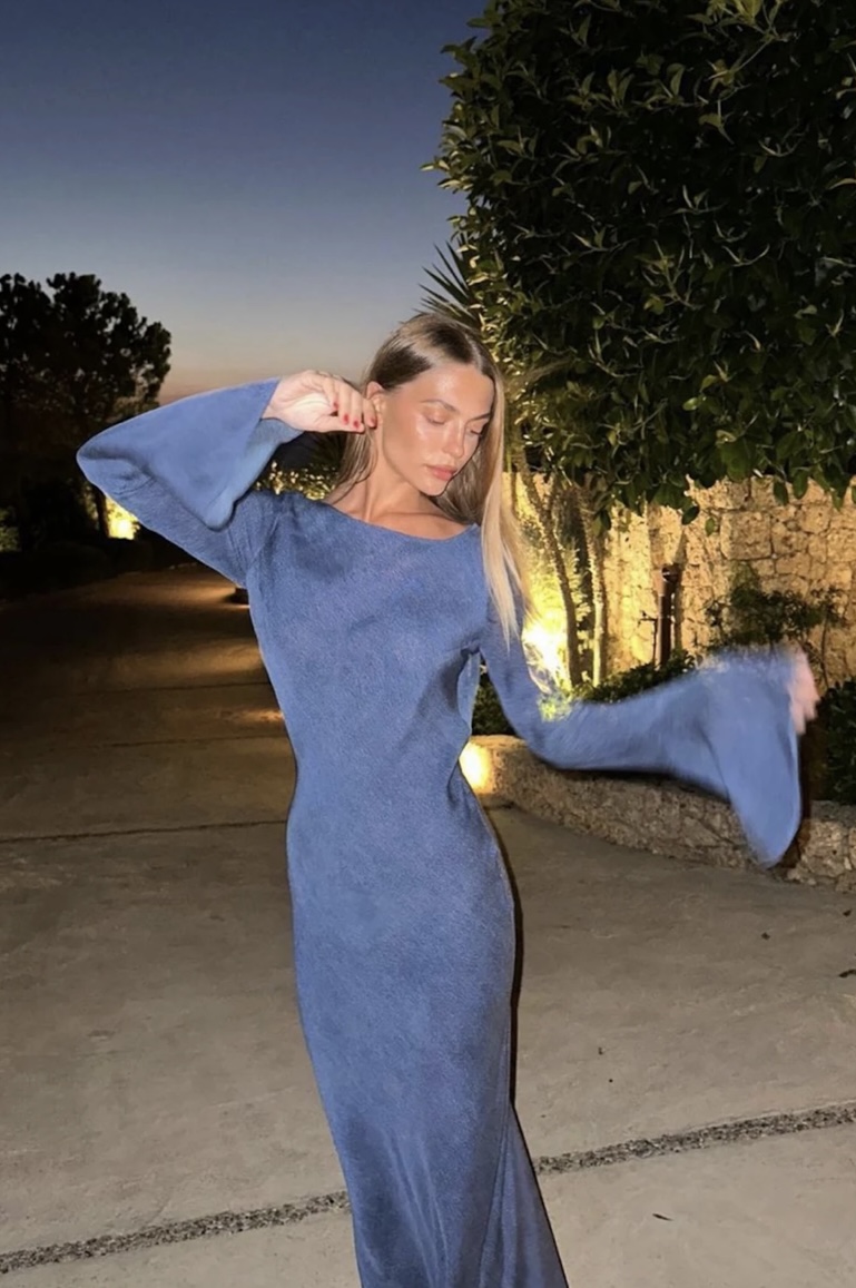 white christmas dresses Buy Gia Dark Blue Denim A-Line Dress from Westside main image 1