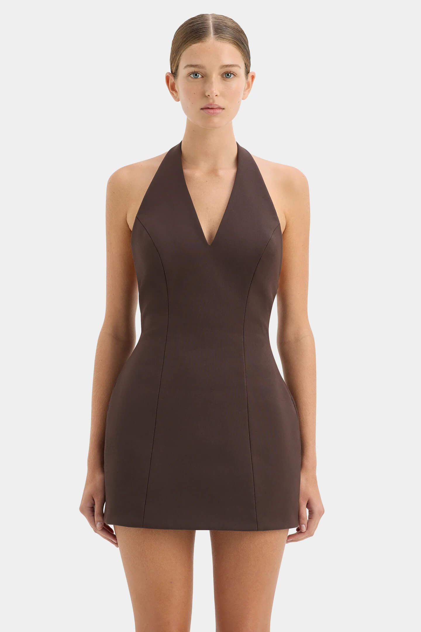 knee length dresses for ladies SIR the Label Jacques Mini Dress - Chocolate