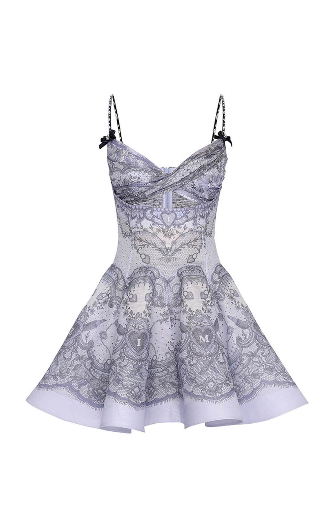 Zimmermann Crush Twist Front Mini Dress Blue Lace Print Size 0 & 1