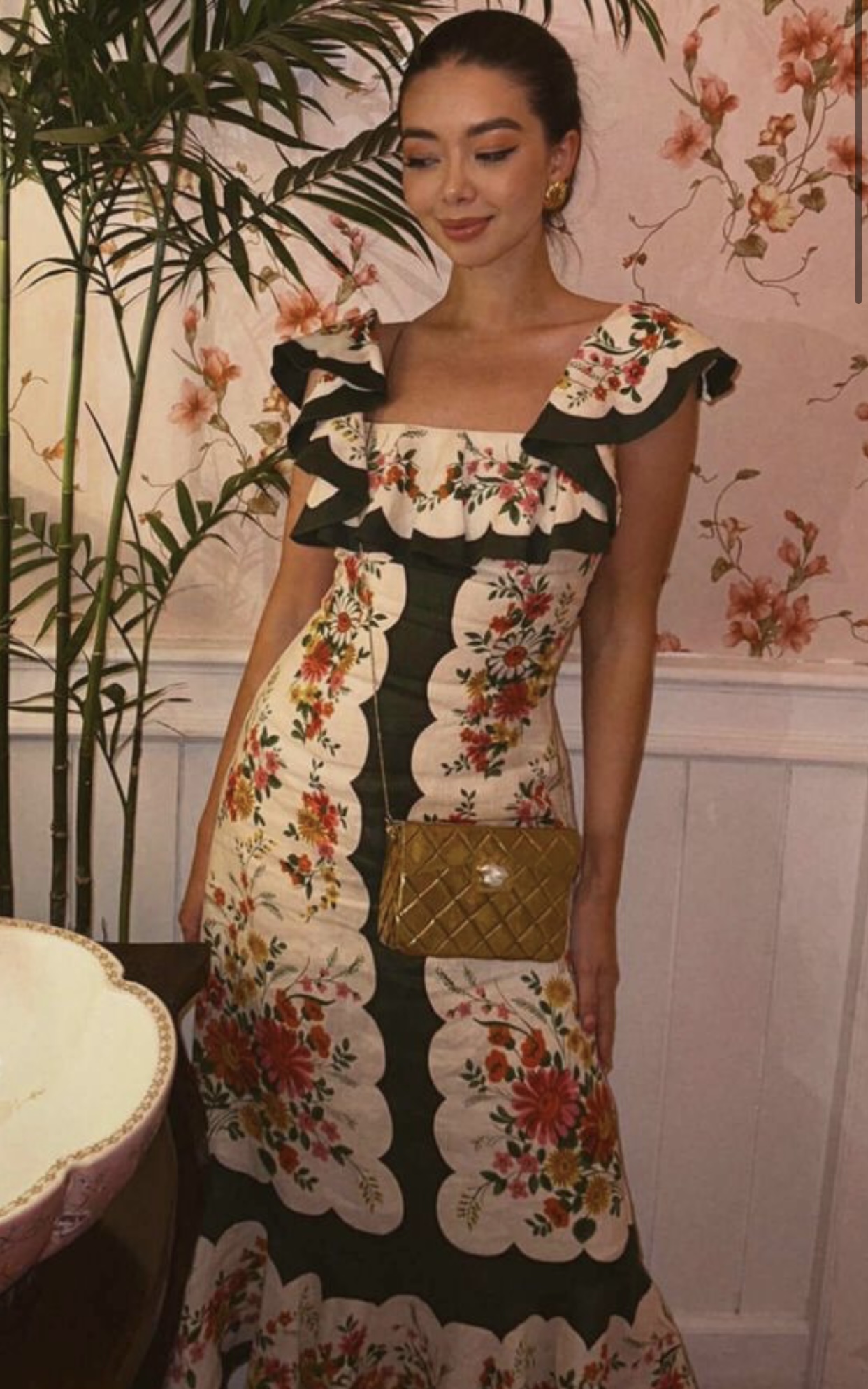 alemais green floral dress constance midi dress main image 0