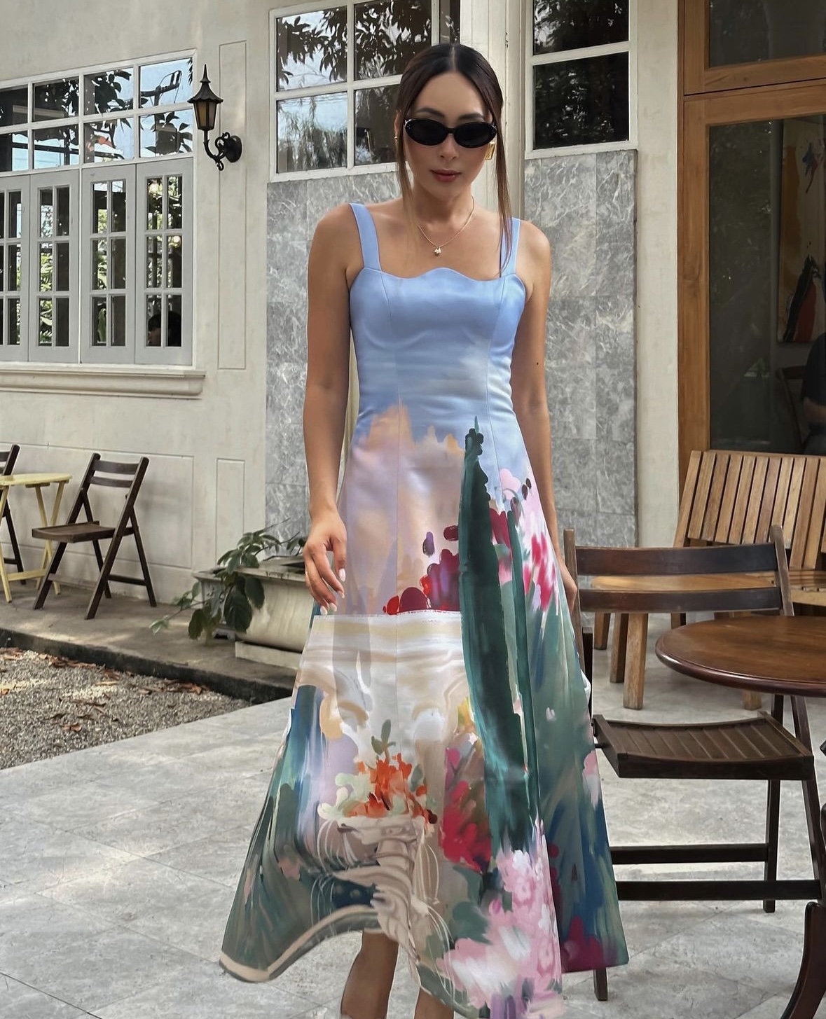 chinese dress ladies Leo Lin Odette Midi Dress in Rosebud Print in Navy – Lizzie Lend main image 0
