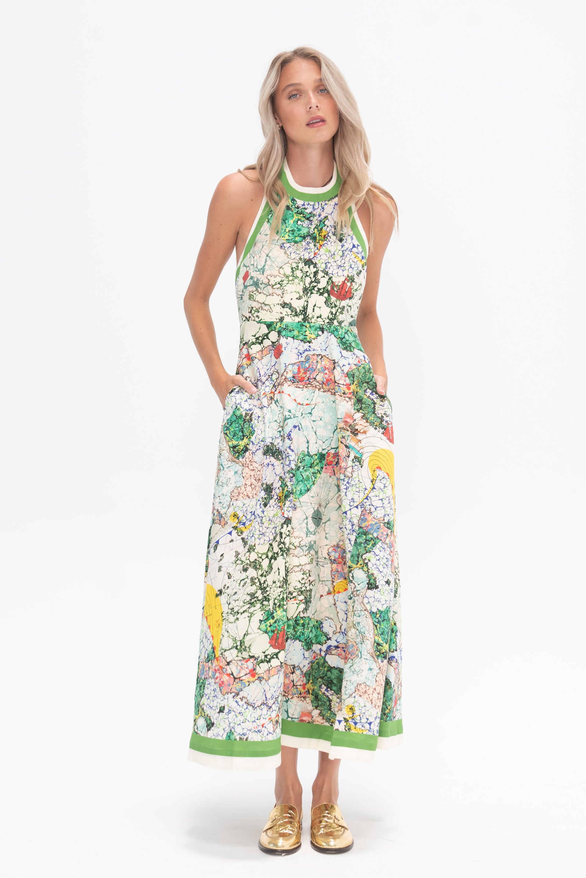 Alemais Odyssey Halter Maxi Dress Green Size 8