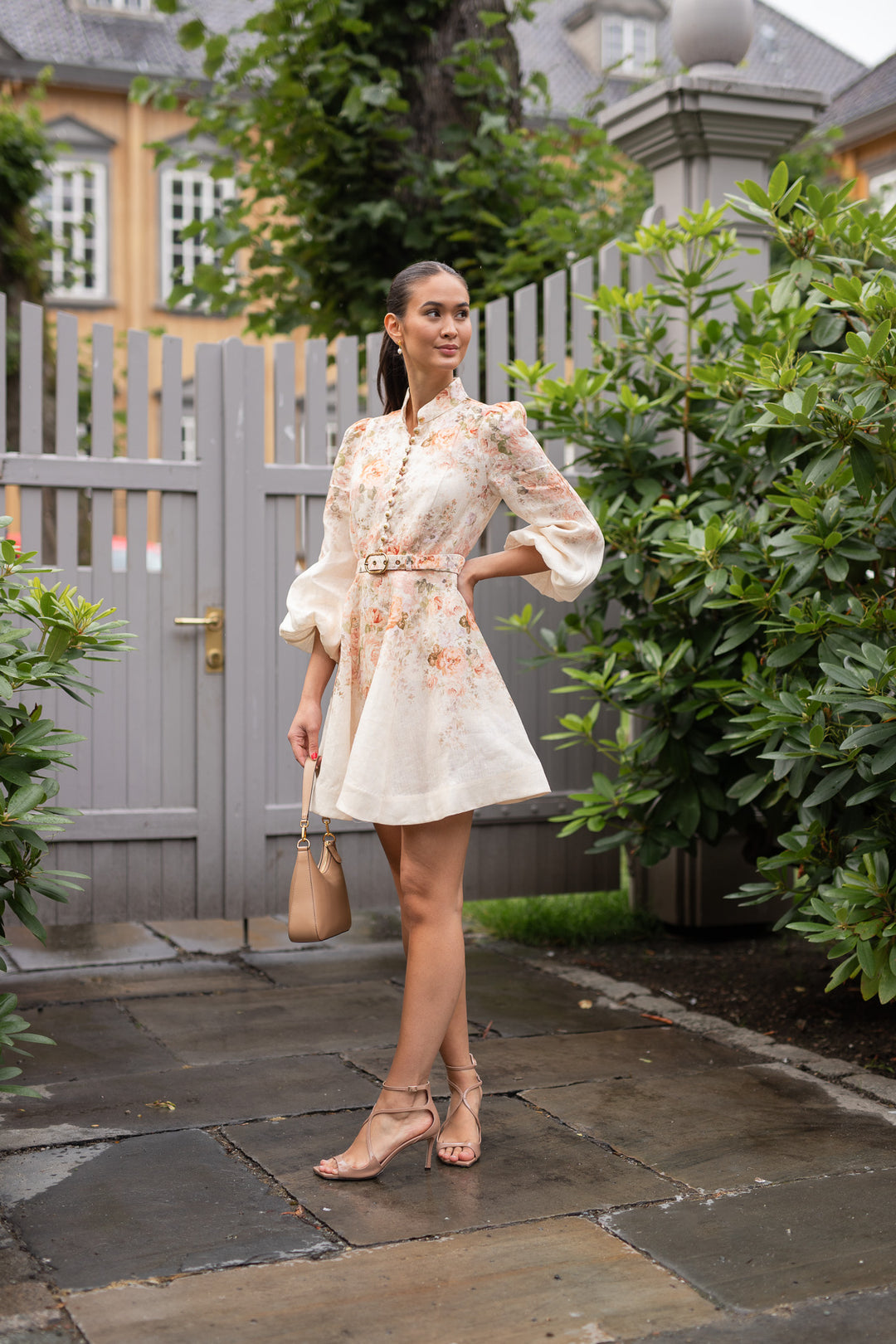 Zimmermann Illustration Buttoned Mini Dress Cream Size 1