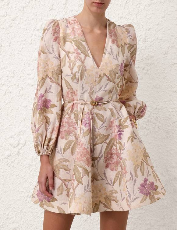 Zimmermann Illustration Belted Flip Mini Dress Cream Size 2