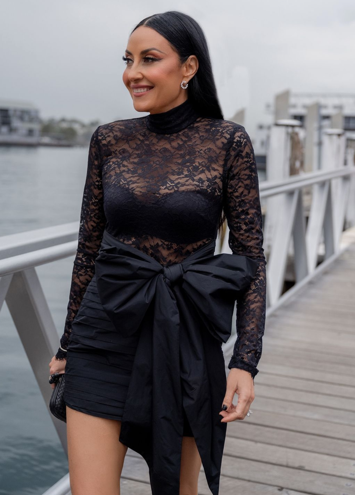 Rebecca Vallance X Nicky Hilton Delta Bow Mini Dress Black Size S