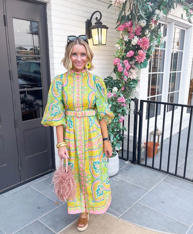 Zimmermann Estelle Buttoned Midi Dress Green Paisley Size 1