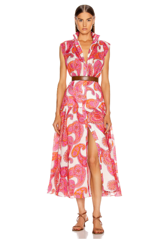 green emerald velvet dress Zimmermann Peggy Sleeveless Shirt Dress Magenta Ivory Paisley