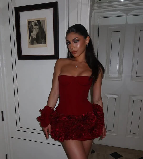 Fanci Club Paradise Cupped Corset & Embroidered Mini Skirt Red Size XS, S &  M