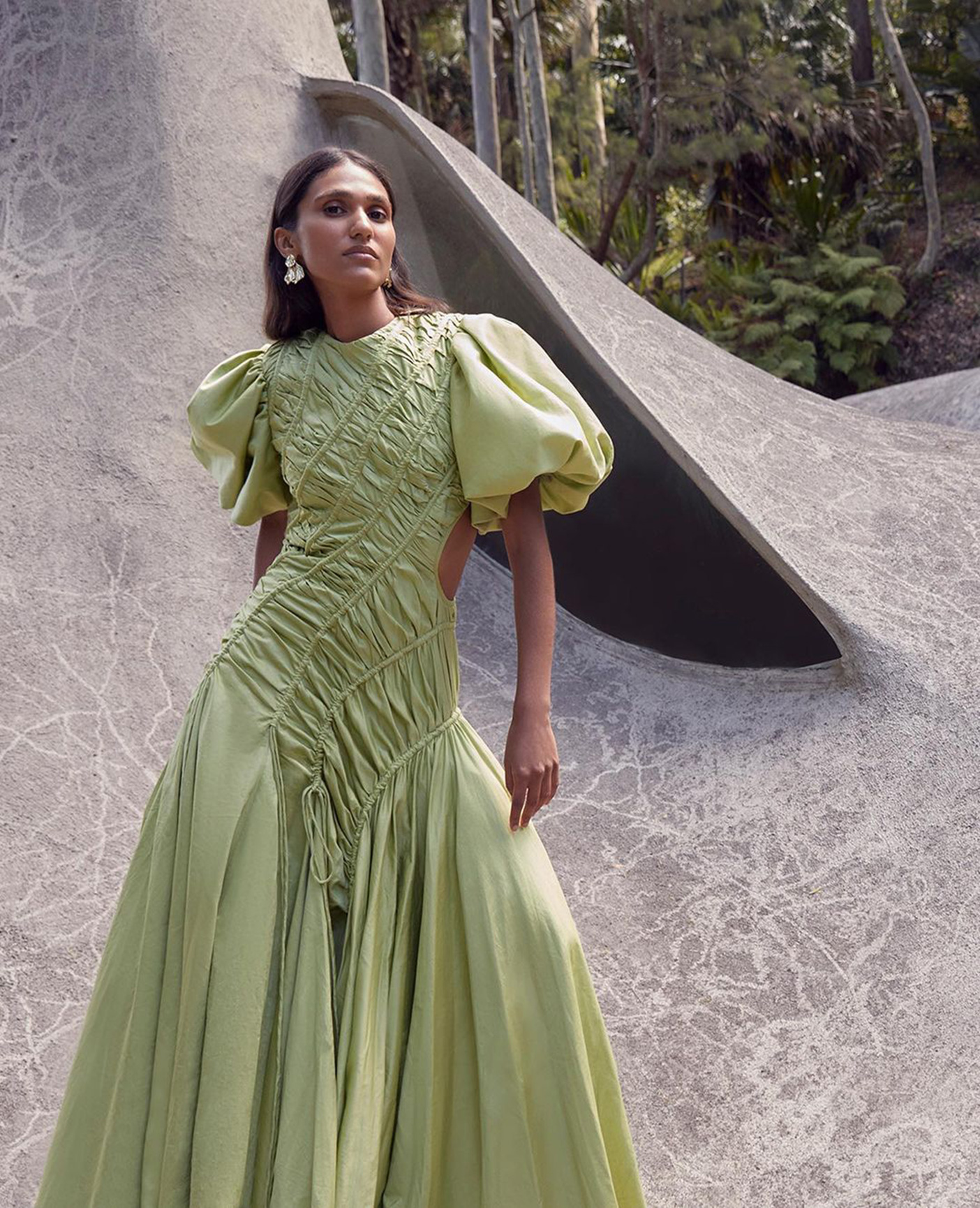 green design dress Adrianna Papell Womens Long Beaded Evening Dress Green 4 main image 1