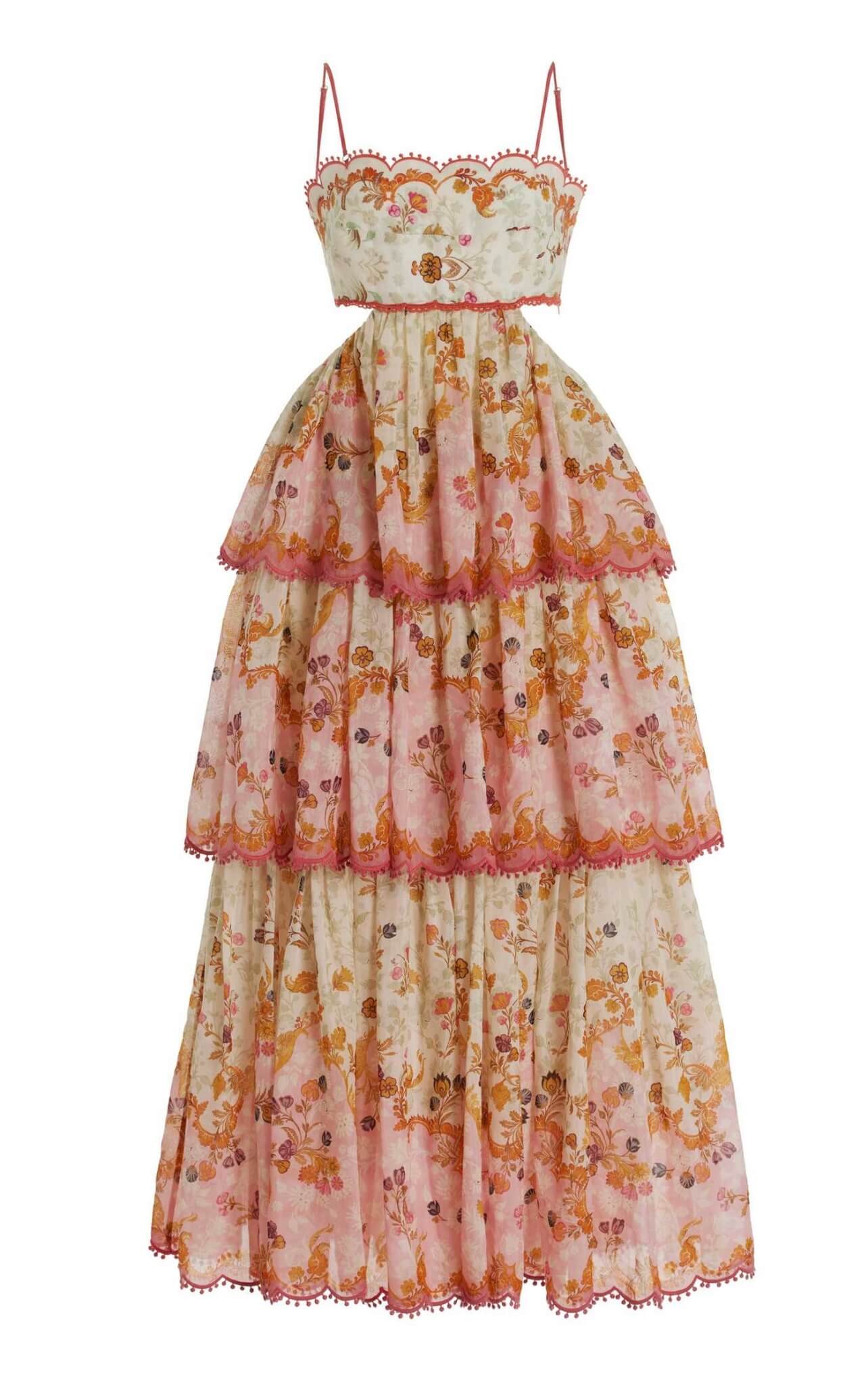 Zimmermann Laurel Frill Midi Dress Pink Size 1