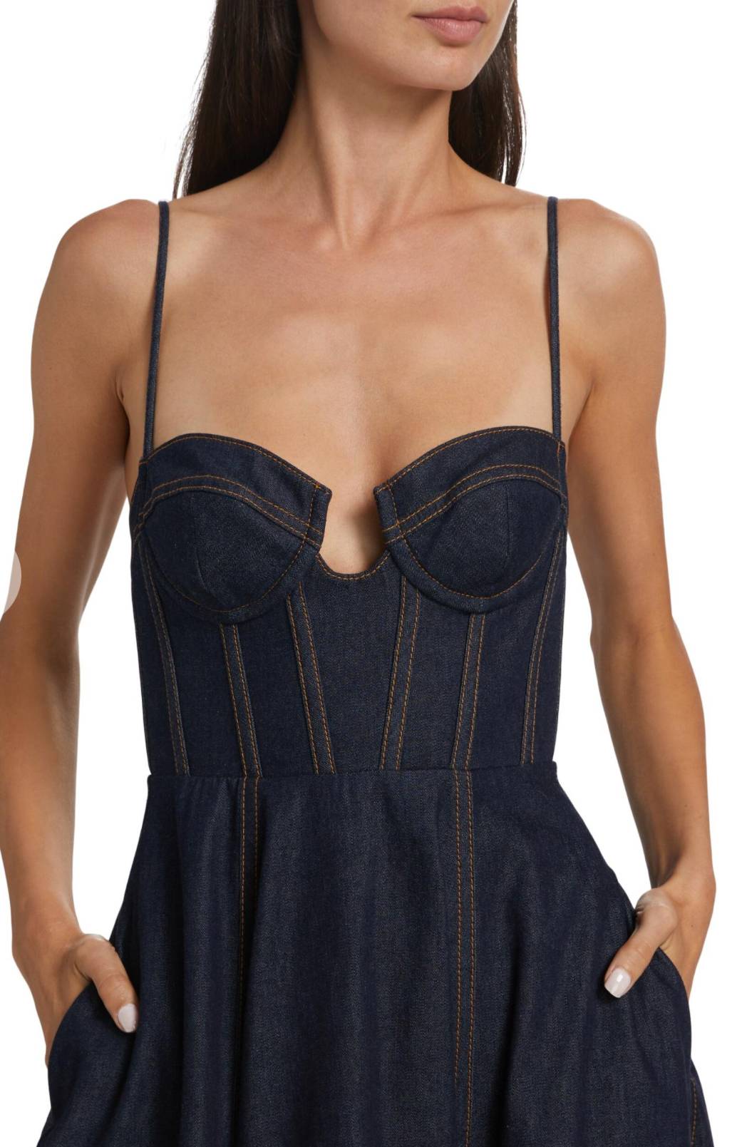 white christmas dresses Zimmermann Crush Denim Corset Top Night Sky – blueandcream main image 0