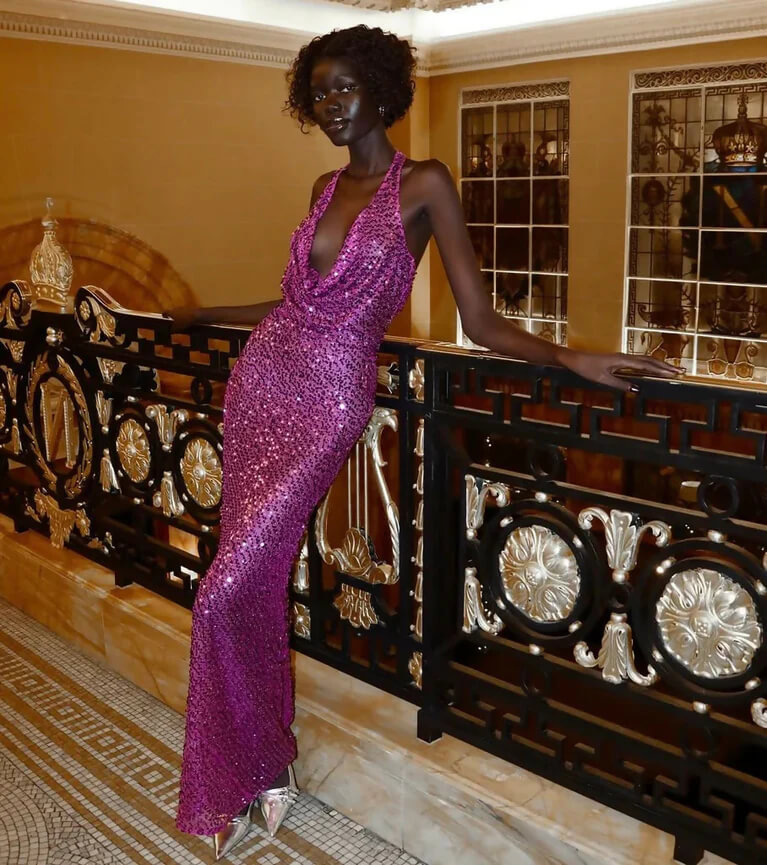 sequin holiday dress Navette Short Sleeve Sequin Midi Dress MULTI / M by Sugarlips