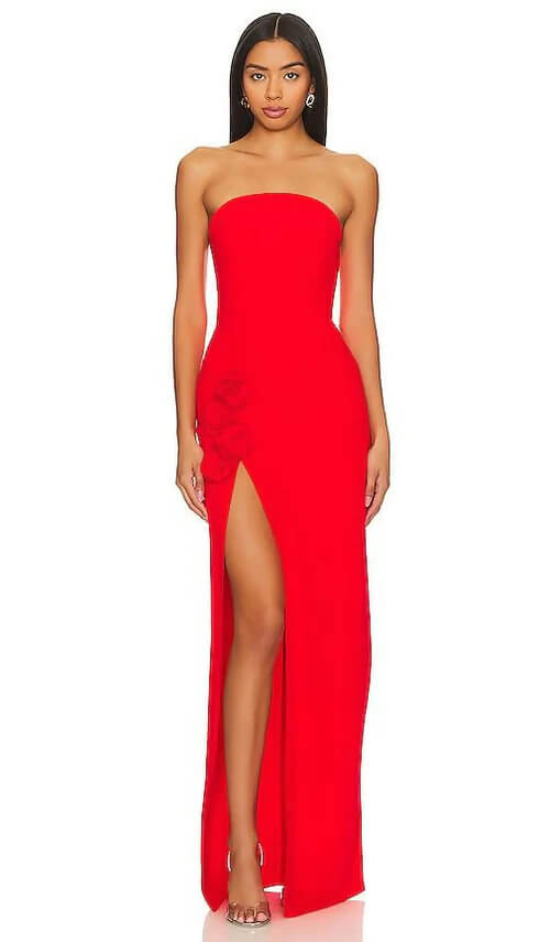 Amanda Uprichard X Revolve Wolfe Strapless Gown Dress Crimson Red Size S
