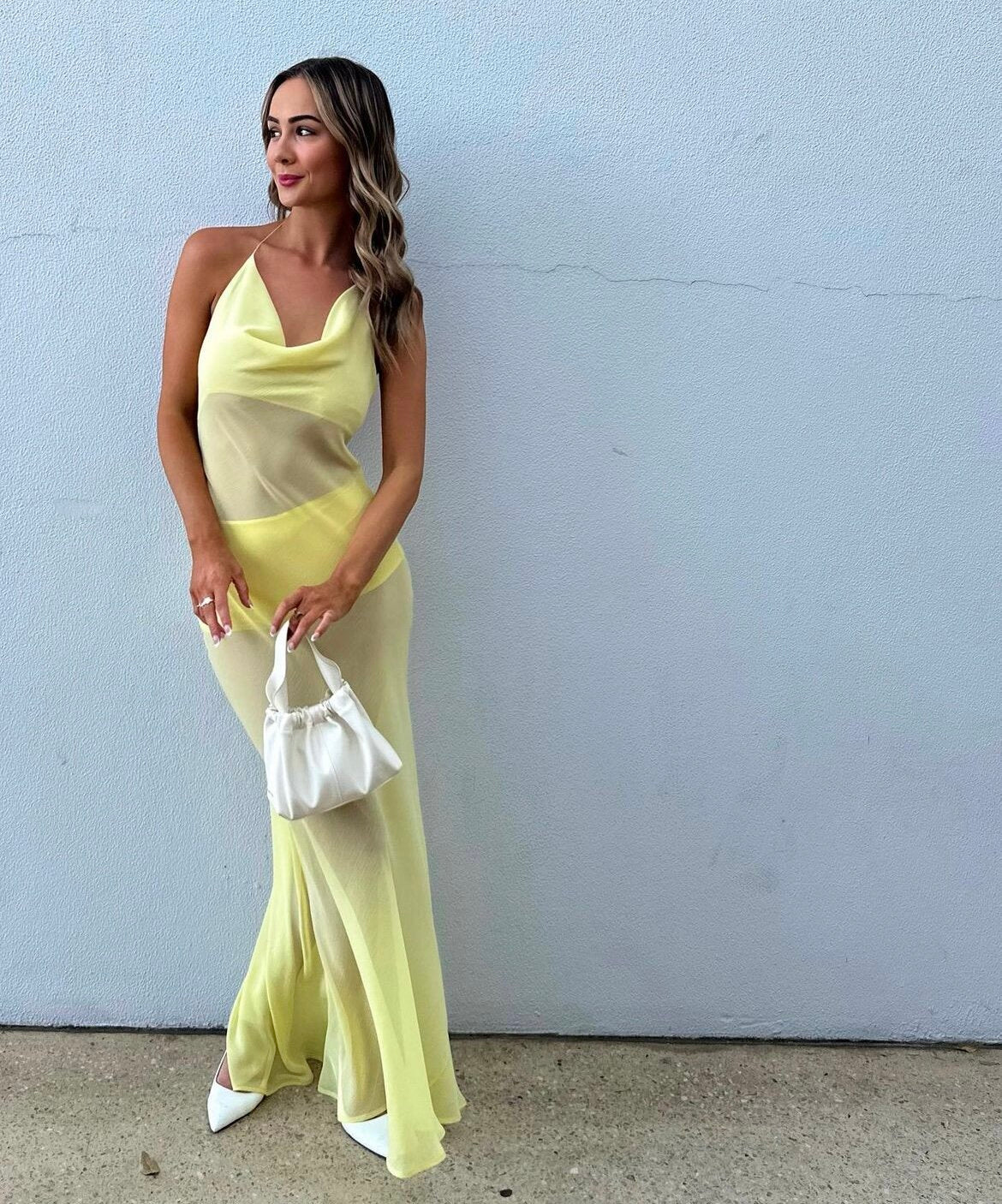 natalie rolt yellow silk dress Bridget Gown