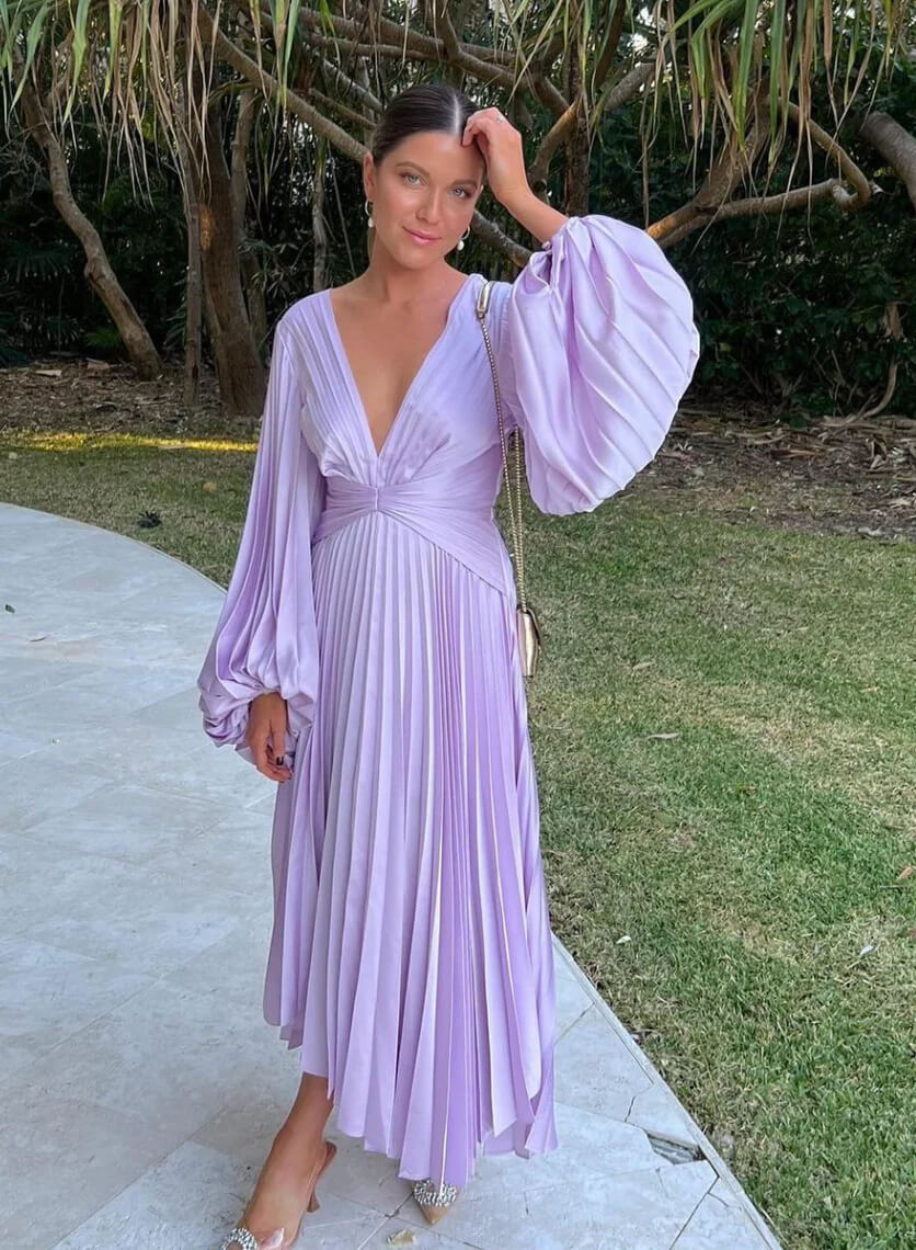 Acler Palms Midi Dress Lilac Size 14