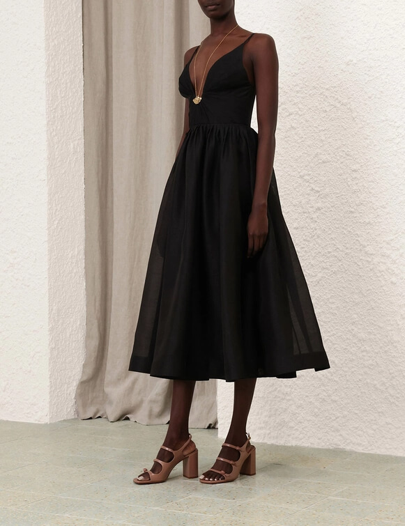 knee length dresses for ladies Zimmermann Illuminate V Neck Midi Dress Mint main image 1
