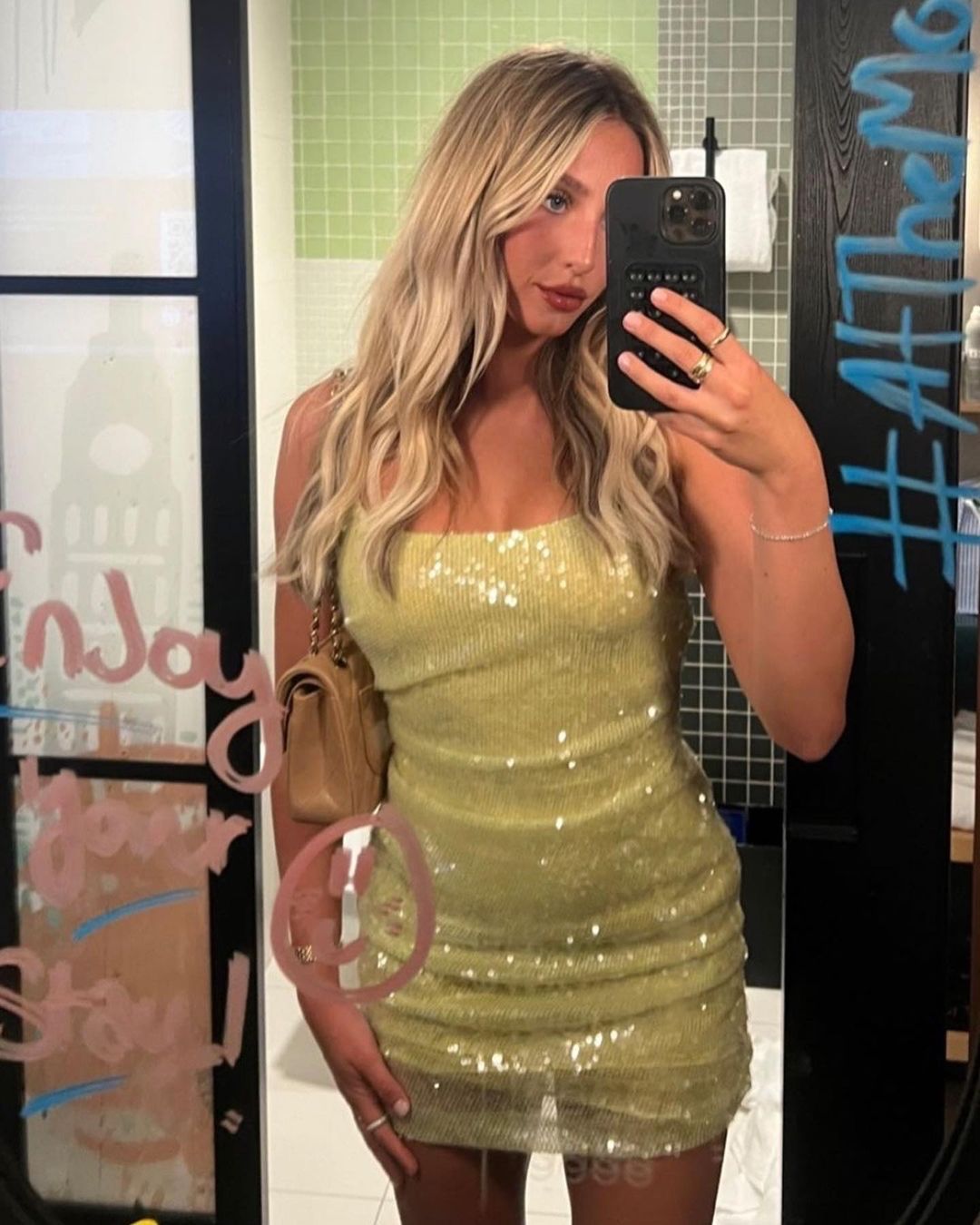 Bec & Bridge Venus Sequin Mini Dress Yellow Size 10