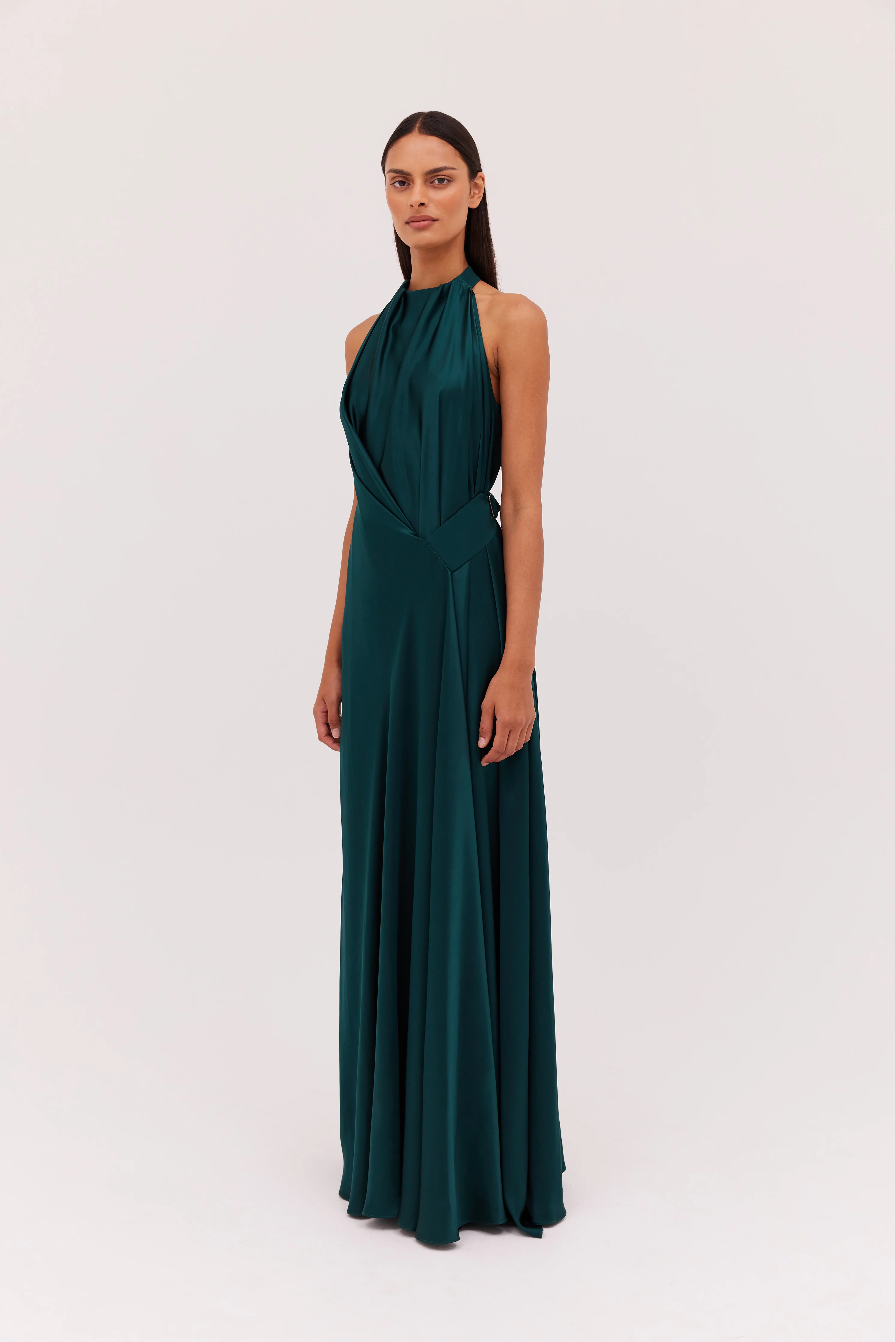 bianca spender green dress PETROL SILK SATIN ISABELLA GOWN – Bianca Spender