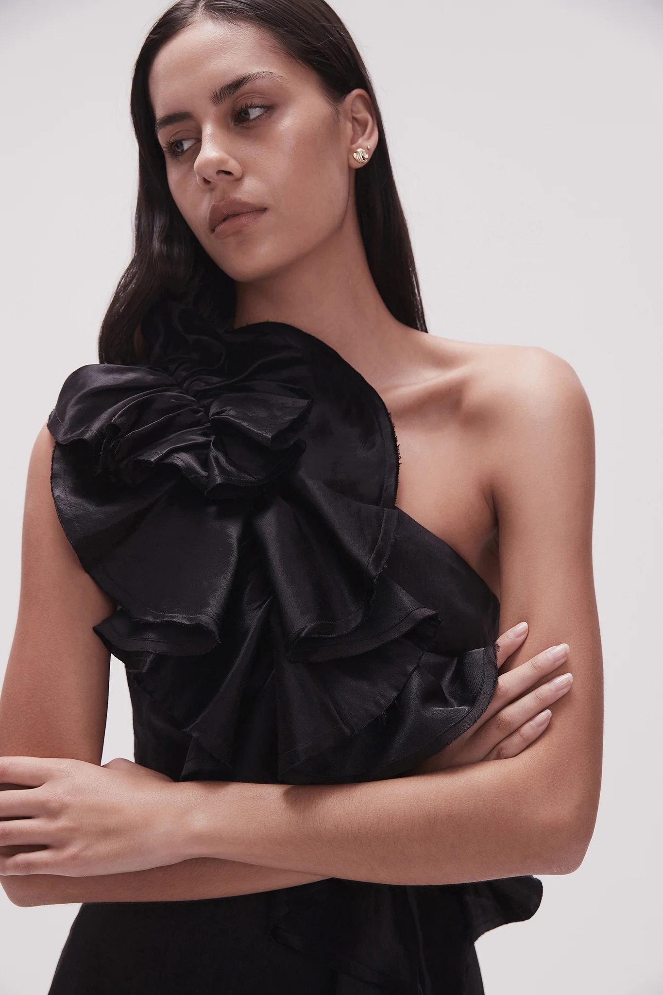 Aje Adelia Ruffle Midi Dress Black Size 10, 12 & 14