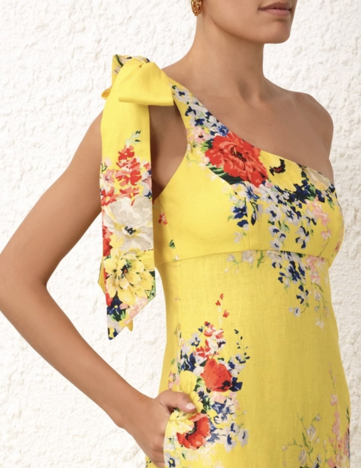 Zimmermann Alight Asymmetric Midi Dress Yellow Print Size 1 Zimmermann Alight Asymmetric Midi Dress Yellow Print Size 1